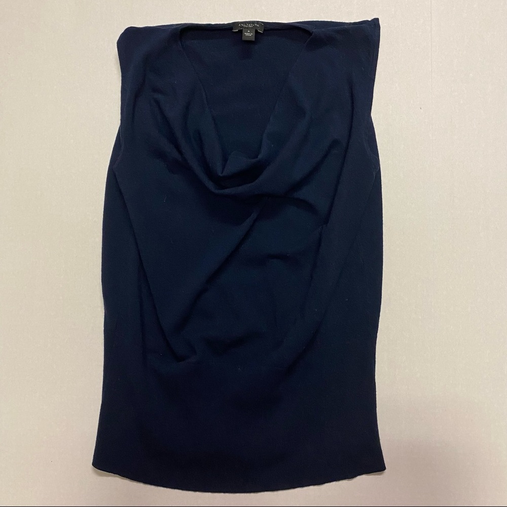 Ann Taylor Navy Blue Cowl Neck Sweater Vest